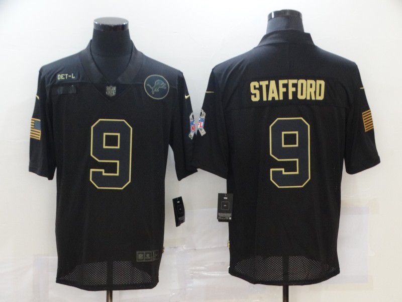 Men Detroit Lions #9 Stafford Black gold lettering 2020 Nike NFL Jersey->philadelphia eagles->NFL Jersey